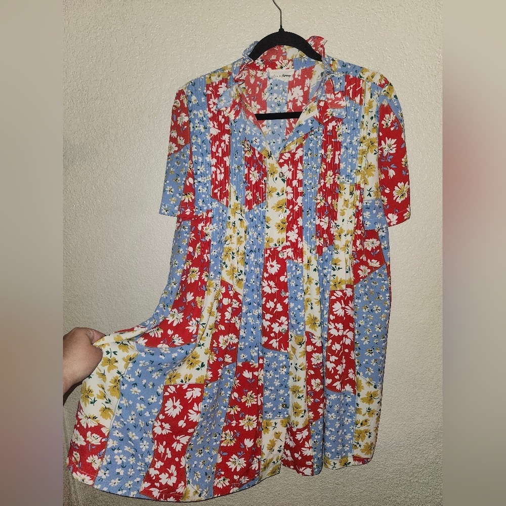Multi-Color Floral Patchwork Mini Dress - Picture 9 of 14
